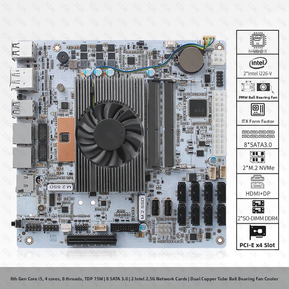 I5-8265U ES NAS Motherboard 8  - огляд і ціна Nas Motherboard 8 Sata Mini Itx